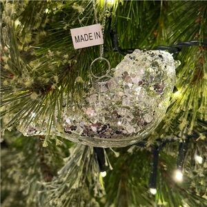 Balsam Hill Nordic Frost glass bird Christmas ornament 3”